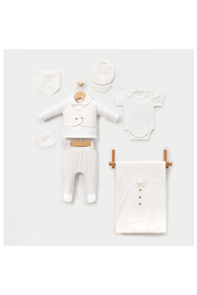 Ozz Baby 0-3 Months Baby Boy Newborn Vest Model 7-Piece Blanket Hospital Release Zibin Set