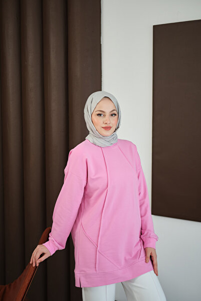 LOCCO Women's Front Stitch Detail Tunic Pink