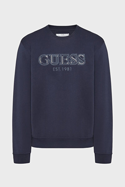 Guess Fleece Men's Navy Blue Sweatshirt M5Bq08K9Z21-G7V2