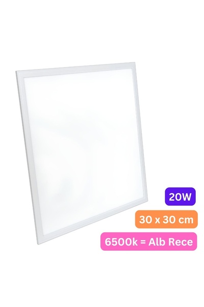 LEDIGANT Panou LED 30x30 cm, 20W, Lumina Rece 6500K, Model Premium, Rama Alba, Ideal pentru Tavan Fals