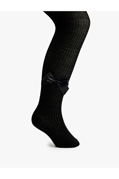 Koton Textured Cotton Pantyhose with Bow Detail
