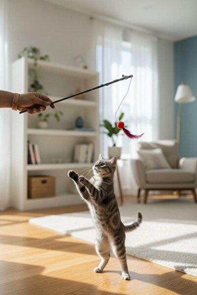 PETCIGO Cat Play Set 4 Pieces | 3-Layer Toy, Luxury Fishing Rod, Catnip Jute Ball, Coiled Ball Entertainment Set