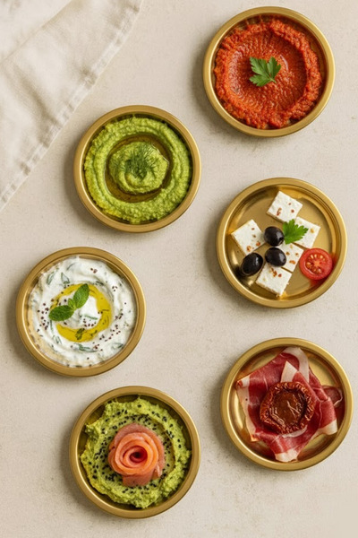 Anadolu Saray 11cm Gold Color Metal Serving Plate Presentation Plate, Luxury Steel Mezelik & Coaster