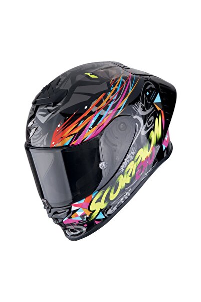 Scorpion EXO R1 Evo II Air Savage Spor Motosiklet Kaskı Siyah Mavi Pembe