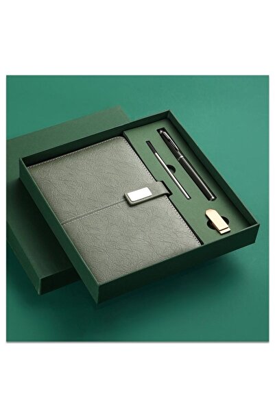 OEM Elegant office set with eco-leather agenda, metal pen and USB stick - perfect for a gift