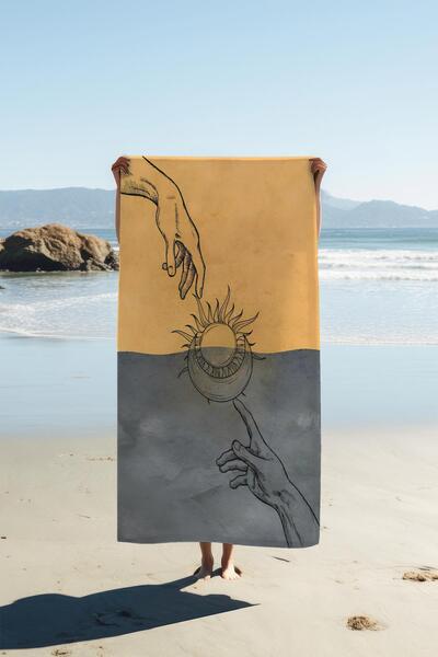 Dolce Mariee Prosop de plajă cu imprimare digitală, model de lună și stele, H...