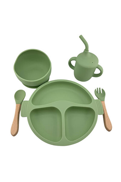 NO BRAND Silicone baby tableware set, 5 pieces – Green, BPA free