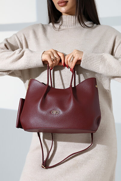 Moda Lime Textured Faux Leather Chain Detailed Women's Shoulder and Hand Bag