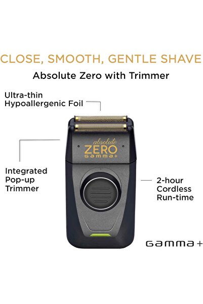 Gamma Piu GAMMA+ Absolute Zero Men's Cordless Foil Shaver with Built-in Retractable Trimmer, USB-C Rechargeabl