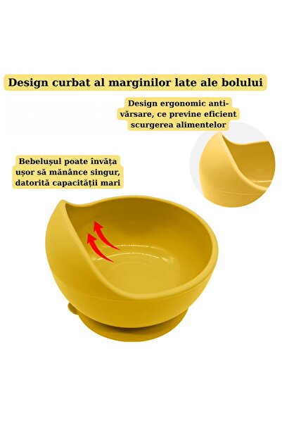 NO BRAND Silicone baby tableware set, 5 pieces – Mustard yellow - BPA free