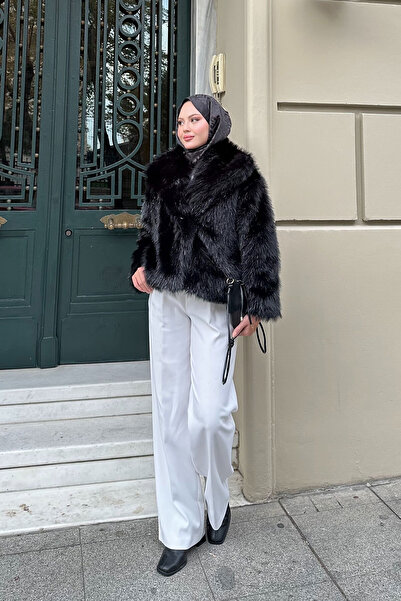 LOCCO Дамско палто с колан и детайли Sim, черно