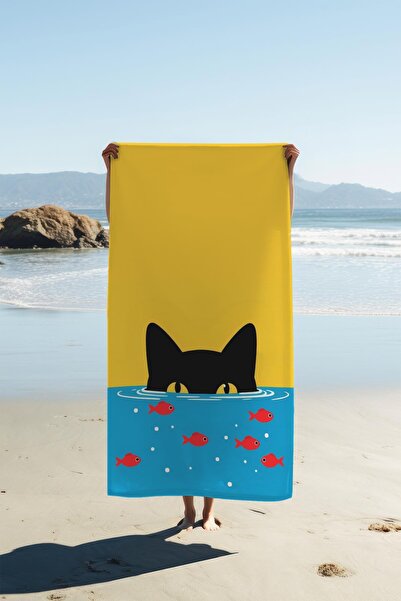 Dolce Mariee Digital Printing Beach Sea Towel Cat Patterned Peshtamal Hvl0033