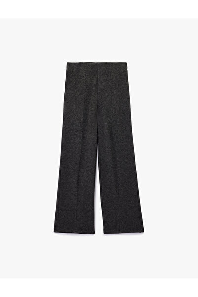 Koton Slim Fit Wide Leg Pants with High Waist Slit Detail