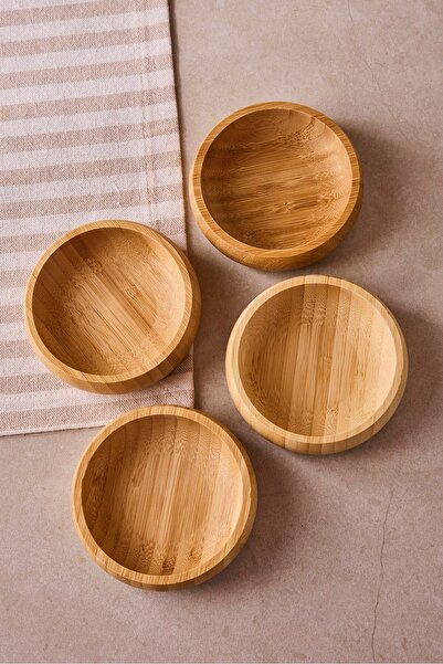 Perotti Snacks 4-Piece Round Bamboo Snack Bowl 9.5 cm