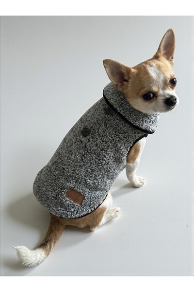 Patipatron Kışlık Peluş Köpek Yelek - Sıcak Tutan Düğmeli Yumuşak Polar Küçük...