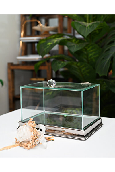 Nadisse Ayna Cam Kapaklı Nişan Çikolata Kutusu – Söz & İsteme Sunum Kutusu, K...