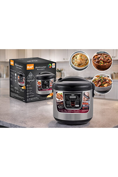 raf MultiCooker Ergonomic Electric Pressure Cooker - 6L, 900W, 12 Functions, Digital Display, Cooking