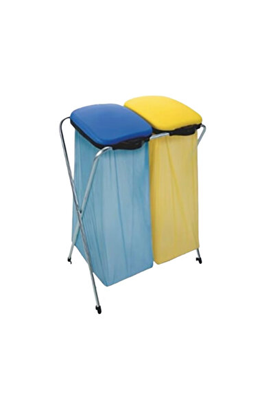 BRRO Garbage bag holder, blue/yellow, 2 bags x 130 l, for selective collection and bottle storage