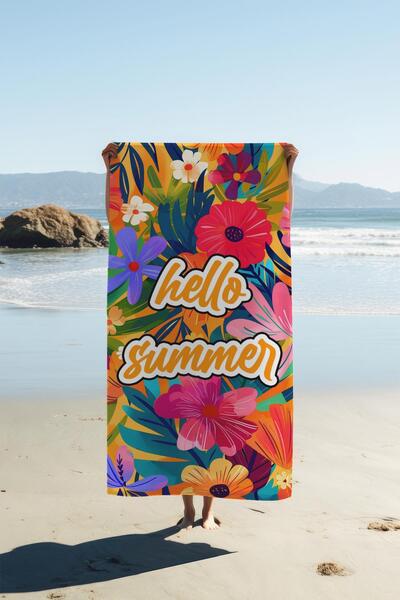 Dolce Mariee Digital Print Beach Sea Towel Hello Summer Patterned Peshtamal H...