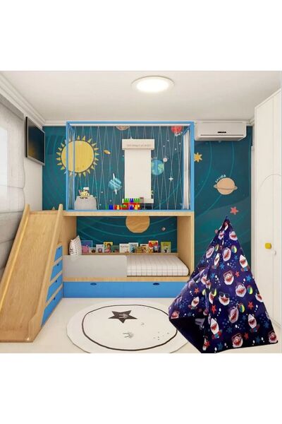 Optim Solution Kids Teepee Tent, 150 x 150 x 125 cm, Indoor/Outdoor Play Palace, Foldable, Blue