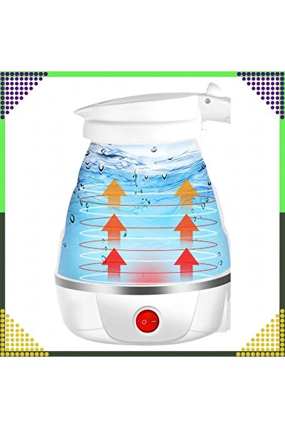 Optim Solution Electric Travel Kettle, 600ml, 600W, Foldable & Portable, Food-Grade Silicone, Stainless Steel, Whit