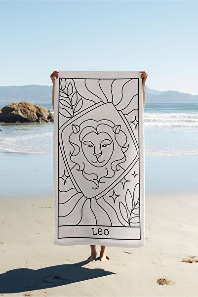 Dolce Mariee منشفة شاطئ بطباعة رقمية بنمط برج الأسد HVL0048