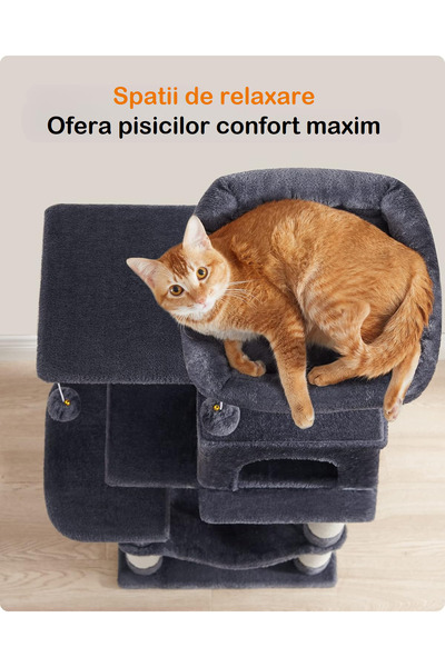 Smart Vibe KATO InfinityPaws Multi Level Cat Set, Soft Hammock, XXL Observation Platform, Dark