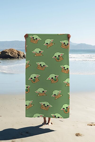 Dolce Mariee منشفة شاطئ بطباعة رقمية منقوشة على شكل بيبي يودا HVL0204