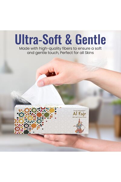 Al Fajar Al Fajr Facial Tissue Boxes Value Pack 4+1 Free, 200 Sheets x 2 Ply per Box Total 1000 Sheets
