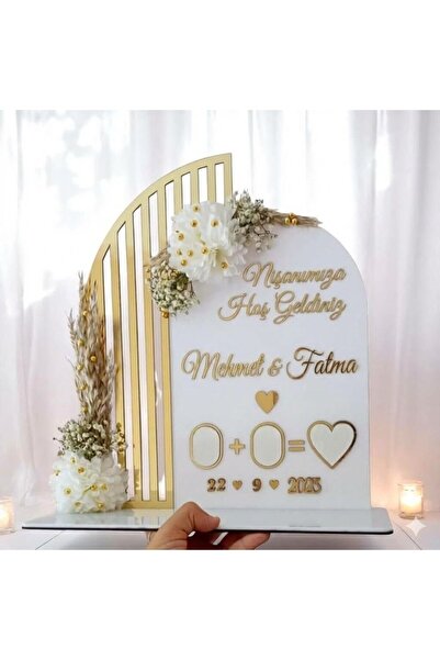 Evsay İsme Özel Nişan Hatırası Kapı Süsü Masa Üstü İsimlik Nişan Düğün