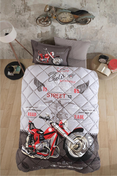 Clasy طقم لحاف فردي من رانفورس مصنوع من القطن بنسبة 100%، ستريت كينج V1 رمادي