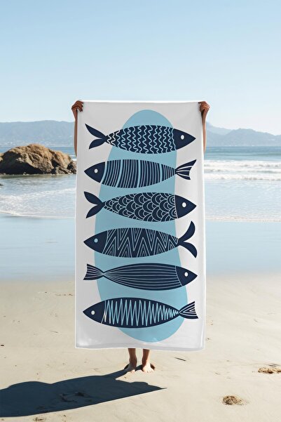 Dolce Mariee Digital Printing Beach Sea Towel Fish Patterned Peshtemal Hvl0120