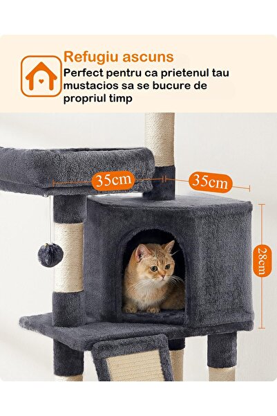 Smart Vibe KATO MX PlushComfort Multi Play Cat Set, XL Scratching Post, Spacious House, Dark