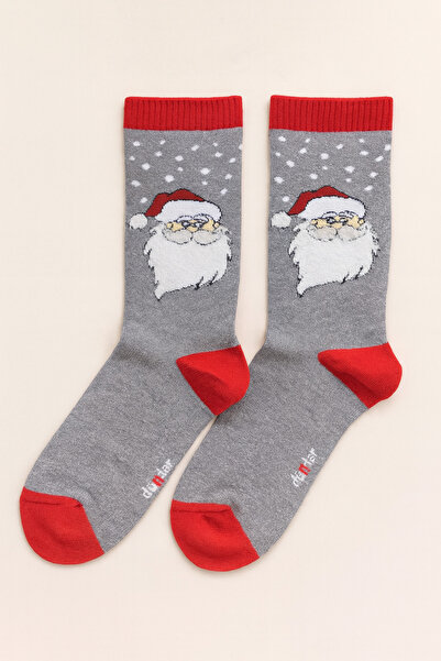 shefox 2 Pairs Women's Towel Christmas Santa Claus Patterned Christmas New Year Socks