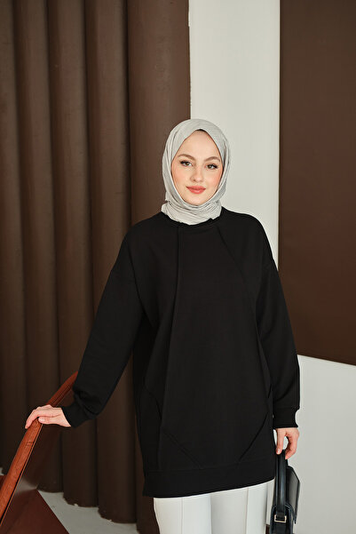 LOCCO Women's Front Stitch Detail Tunic Black