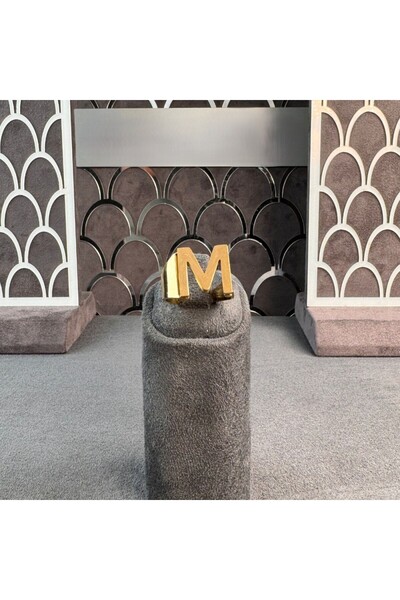 GÜLNAR BİJUTERİ HARFLİ AYARLANABİLİR GOLD RENK ÇELİK YÜZÜK