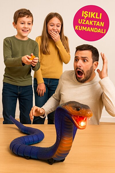 TOYFEST Işıklı Hızlı Hareket Eden Uzaktan Kumandalı Kobra Yılan Şaka Oyuncak ...