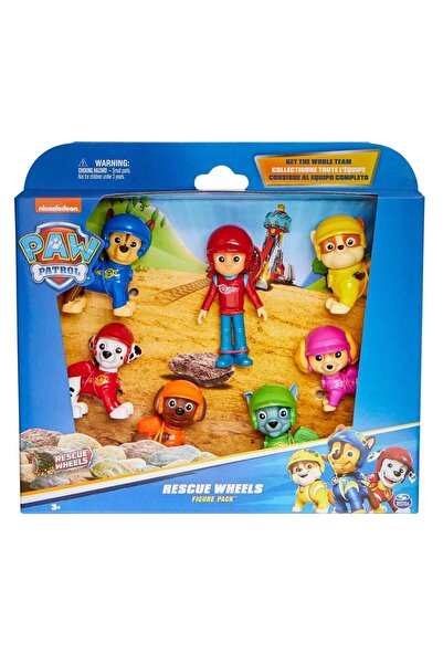 PopŞeker Paw Patrol Rescue Wheels 7-Piece Figure Set – Hero Dogs, Collectible Play Figures