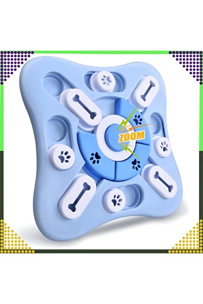 Optim Solution Interactive Educational Toy for Dogs and Cats, Slow Feeder Food Dispenser, 25.4 x 25.4 x 3 cm, Blue