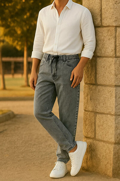 comstar Ανδρικό φαρδύ παντελόνι Jogger Baggy σε γκρι χρώμα