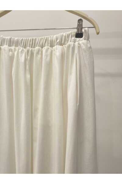 Hatun Atila Fusta de in cu talie elastică, buzunare și căptușeală 2558 -