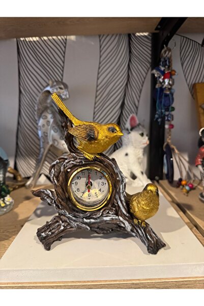Atak Hediyelik Dekoratif kuş motifli masa saati şık tasarım polyester