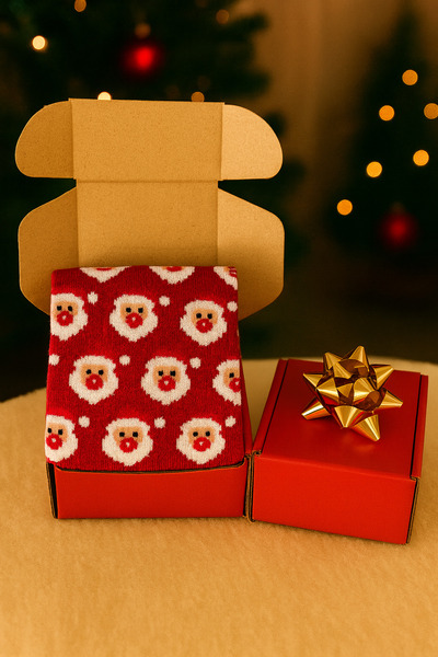 MEKİK BUTİK Red boxed christmas gift - unisex christmas stocking - red boxed gift stocking