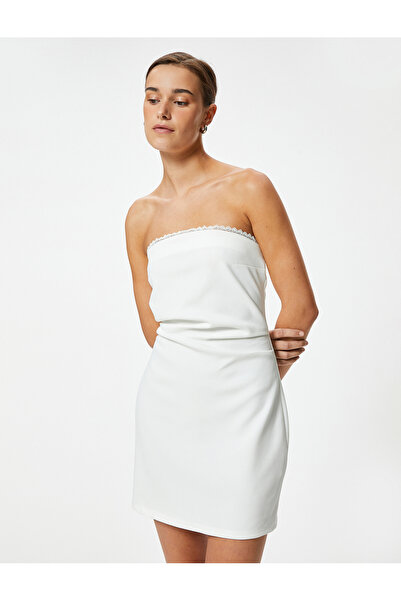 Koton Strapless Mini Dress Crepe Scuba Fabric
