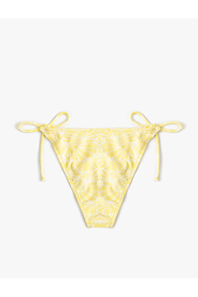 Koton Floral Textured Bikini Bottom with Drawstring Sides