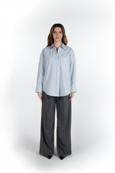 BarB Mila Blue Striped Oversized Women's Shirt