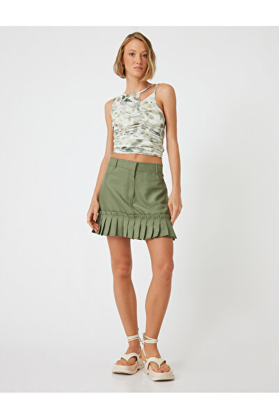 Koton Pleated Mini Skirt Modal Fabric