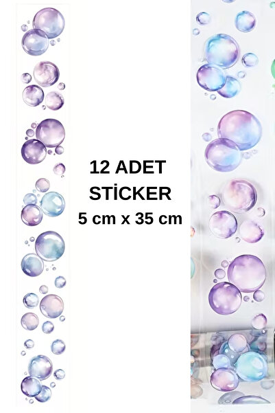 Kolbi Craft 12 Adet Şeffaf Mor Baloncuk Sticker Bullet Journal Scrapbook Lapt...