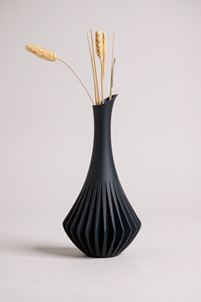 ruven Minimalist 3D Tasarım Şık Dekor Vazo – Siyah
