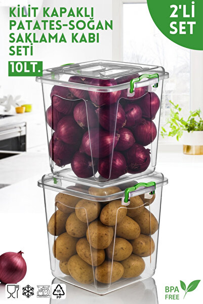 Nandy Home Set of 2 Elite Line Potato Onion Storage Box with Locking Lid - Multi-Purpose Storage Container - 10Lt.